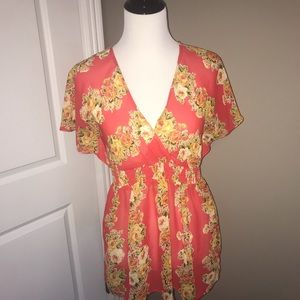 Forever 21 sheer floral blouse size large
